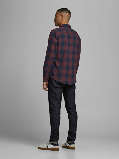 Këmishë Jack&Jones JJEGINGHAM Slim Fit, e kuqe e errët