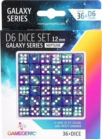 Set zare Gamegenic Galaxy Series D6, 12mm, 36 copë, Neptune