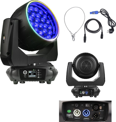 Reflektor lëvizës LIGHT4ME Venom Wash 28x15 Ring, 28 LED RGBW, DMX, i zi