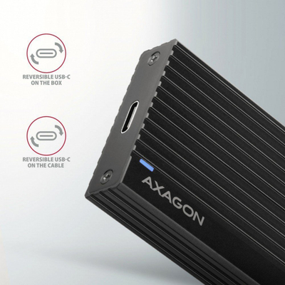 Kuti e jashtme AXAGON EEM2-GTR për SSD NVMe M.2, USB 3.2 Gen 2, alumini, gri