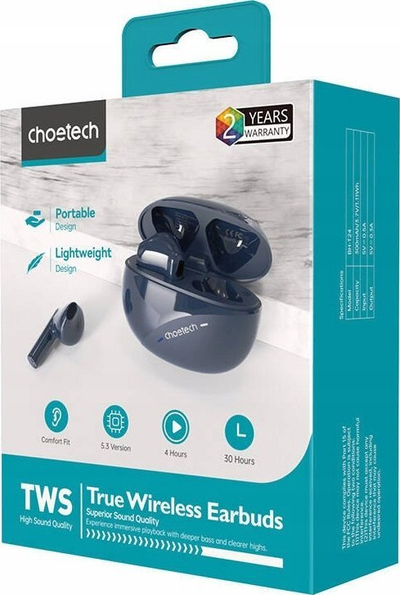 Kufje wireless Choetech TWS BH-T24, Bluetooth 5.3, stereo, blu e errët