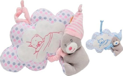 Lodër muzikore Deef Bear With Cloud, me kordon tërheqës, ariush pelushi, rozë