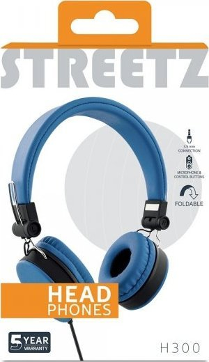 Kufje on-ear Streetz HL W201, me mikrofon, 3.5 mm, blu