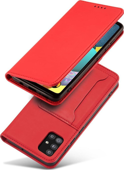Kallëp portofol për Samsung Galaxy A12 5G, me magnet, me xhep për karta, i kuq
