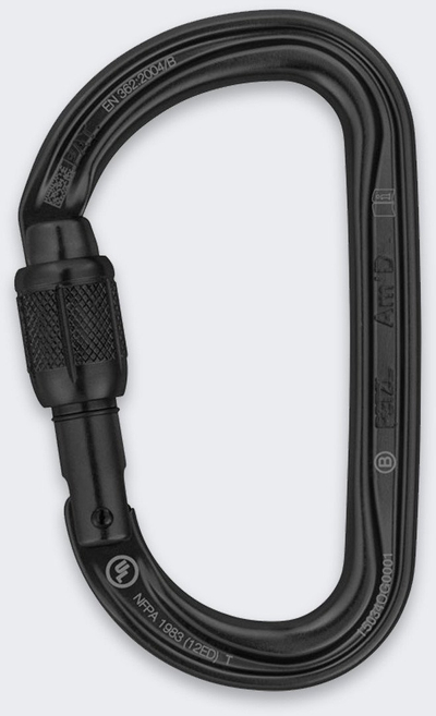 Карабинер Petzl AmD, алуминиум, завртково заклучување, црн