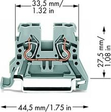 Bornier shine DIN Wago 870-901, 2 përçues, 2.5mm², gri