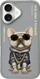 Kuti mbrojtëse Nimmy Glasses Cool Dog për iPhone 16, 6.1", gri