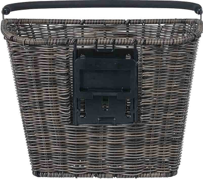 Shportë timoni për biçikletë Basil Bremen Rattan Look KF, me sistem Klickfix, rattan, kafe natyrale
