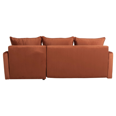 Divan krevati këndor Proton HM3272.09, velvet, 225x94x70cm, portokalli