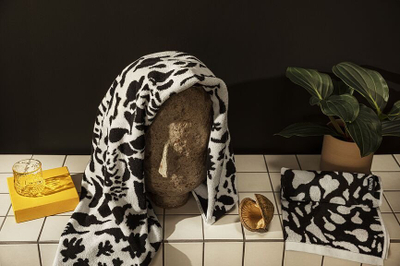 Peshqir duarsh Iittala Terry Oiva Toikka Cheetah, 50 x 70 cm, pambuk, bardh e zi