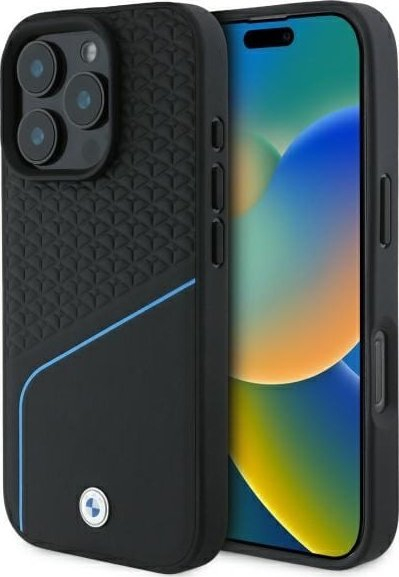 Mbulesë telefoni BMW BMHMP16X23RDCLK për iPhone 16 Pro Max, lëkurë, MagSafe, e zezë
