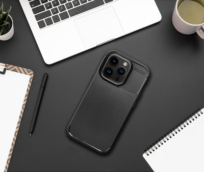 Këllëf telefoni OEM Carbon Premium për iPhone 15 Pro, karbon, i zi
