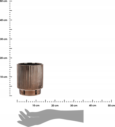 Vazo qeramike për zbukurim, 16 cm e lartë, diametër 14 cm, ngjyrë ari e errët