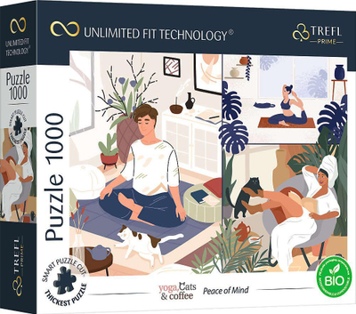 Puzzle Trefl Peace of Mind, 1000 copë, Unlimited Fit, yoga kafe dhe mace