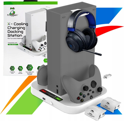 Ладилна база со полнач FroggieX X Cooling, за Xbox Series S, 2 полначливи батерии, бела