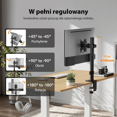 Mbajtëse biure për monitor SENSE7 FLOAT Light, 17"-32", VESA 75x75 100x100, e zezë