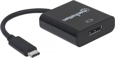 Kabllo Manhattan USB-C në DisplayPort 1.2, 4K 30Hz, 21cm, e zezë