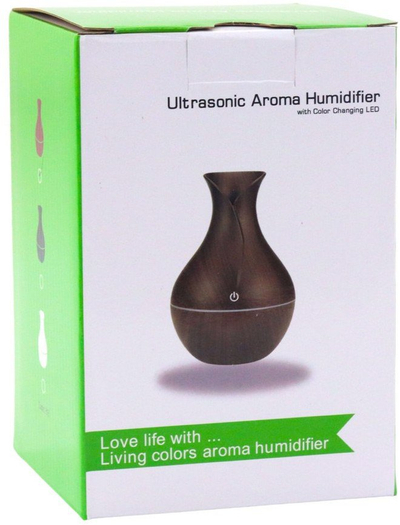 Lagështues ajri aromaterapie iCarer, 130ml, ndriçim RGB, imitim druri