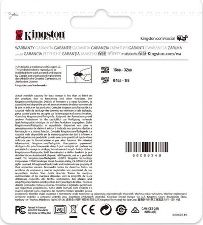 Kartë memorie Kingston Canvas Select Plus MicroSD, 512GB