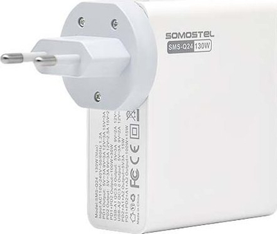 Karikues muri Somostel SMS Q24, 130W GaN, 2x USB C 2x USB, i bardhë