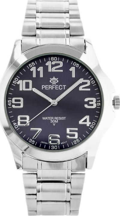 Машки часовник Perfect P012-01, механизам Мијота, не’рѓосувачки челик, сребрен