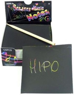Fletëza kreative Hipo Scratch Magic Notes, 125 copë, shumëngjyrëshe