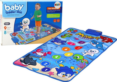 Tapet muzikor për kalamoj Leantoys Ocean Dance Mat, 100x60cm, interaktiv, blu