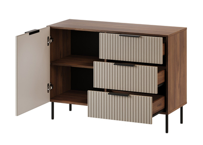 Komodë Cama ALMERA, 104x42x75 cm, 3 sirtarë 1 derë, walnut cashmere