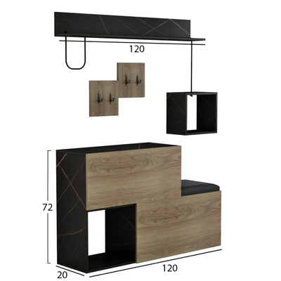 Set paradhomë Cerb 120x20x72Hcm (HM8957.12), zezë