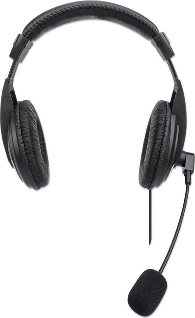 Kufje Manhattan Stereo USB, që rrinë mbi vesh, me mikrofon, lidhje USB-A, të zeza