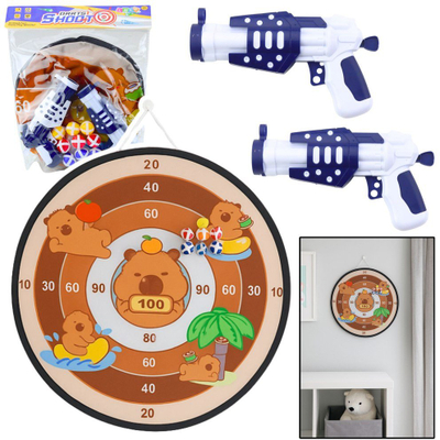 Loja shenjestre Capybara Dartboard Skill Game, diametër 73.5 cm, me toptha Velcro dhe pistoleta, shumëngjyrëshe