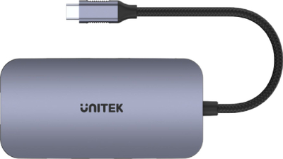 Hub USB C Unitek UHUB N9+, 9‑në‑1, 100W PD, gri