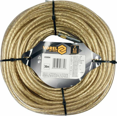 Kabllo doganore Toya Vorel Steel Customs Cable, 6 mm, 36 m, transparente