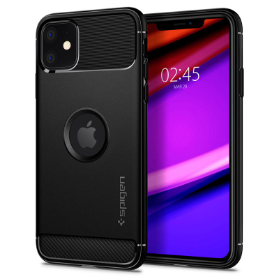 Mbrojtëse për celular iPhone 11 Spigen Rugged Armor, e zezë