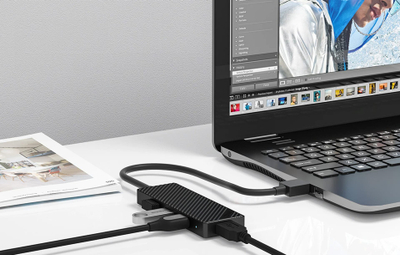 Hub USB INVZI MH04, 4 porta USB 3.0, 5 Gbps, i zi
