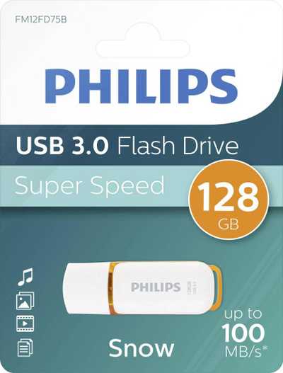 USB Philips Snow Edition FM12FD75B/00, 128GB, USB 3.0, e bardhë