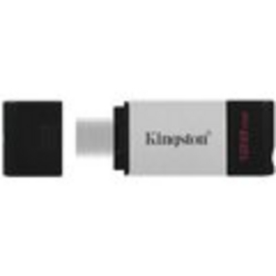 USB Kingston DataTraveler 80 - 128GB, i zi / argjendtë