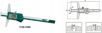 Matës thellësie elektronik INSIZE 1144-150A, dy grepa, 150 mm 6", jeshil