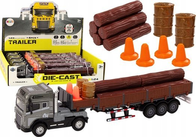 Lodër kamion Wood Truck me rimorkio, 1:24, drita dhe tinguj, gri kafe