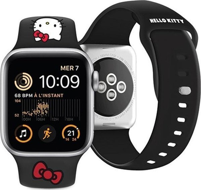 Rrip ore Hello Kitty Silicone Kitty Head, për Apple Watch 38/40/41mm, silikon, i zi