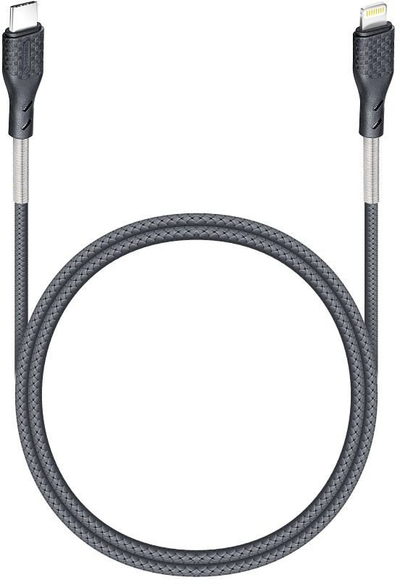 Kabllo karikimi Forcell CB-01, USB-C në Lightning, 27W PD, 1m, gri metalike