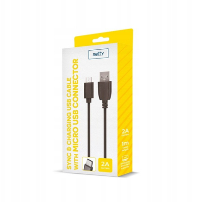 Kabllo USB Setty 1m, Micro USB, 2A, e zezë