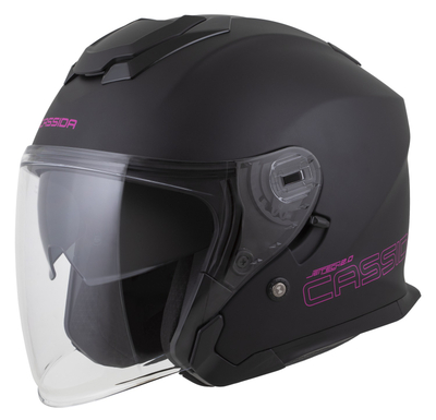 Helmetë jet Cassida Jet Tech 2.0 Solid, polycarbonate, ECE 22.06, e zezë mat rozë