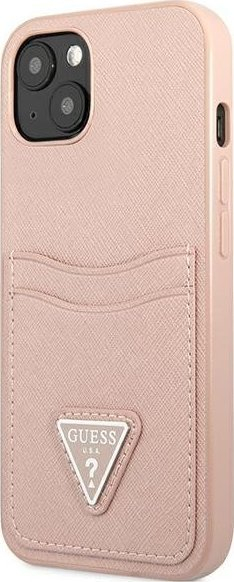 Mbulesë telefoni Guess GUHCP13MPSATPP për iPhone 13 6.1", hardcase, me xhep karte, rozë