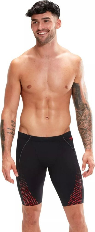 Rroba banje jammer për burra Speedo ECO Endurance+ Pro, që s’i bëhet gjë nga klori, thahen shpejt, e zezë me të kuqe