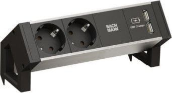 Zgjatues tavoline Bachmann Desk 2 ALU, 2x prizë CEE 7/3, 2x USB, i zi