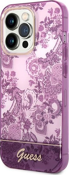 Mbulesë telefoni Guess GUHCP14XHGPLHF për iPhone 14 Pro Max, hardcase, Porcelain Collection, fuchsia