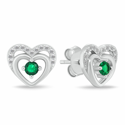 Set Varëse dhe vathë për femra Brilio Silver Hearts with Green Zircons SET295WG