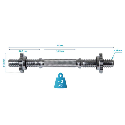 Shtangë dore Eb Fit Straight, 35 cm, diametër 28 mm, krom