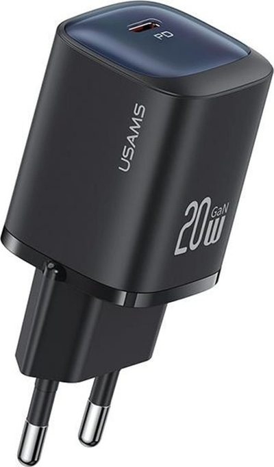 Полнач за ѕид Usams CC248 HC Series, 20W GaN, USB C, црн